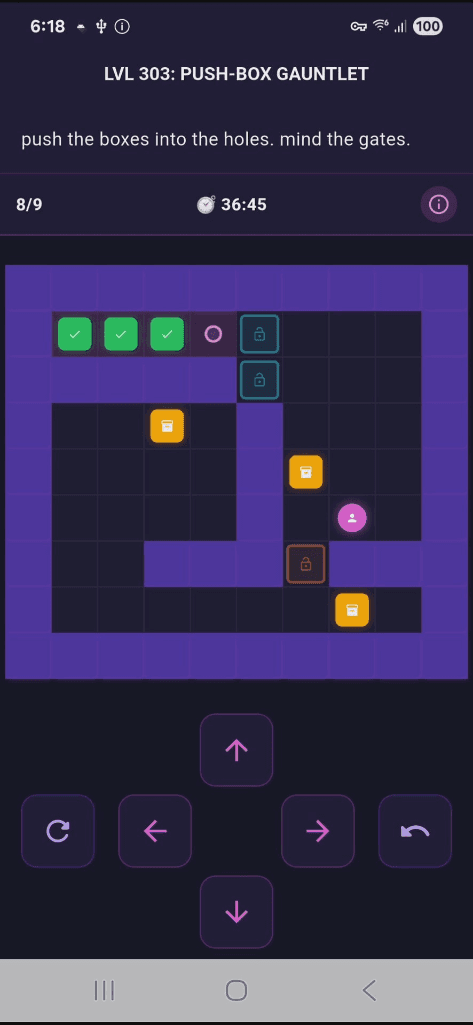 push-box gauntlet running on the test device