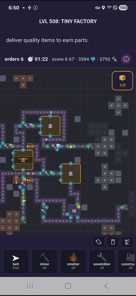 tiny factory running on the test device